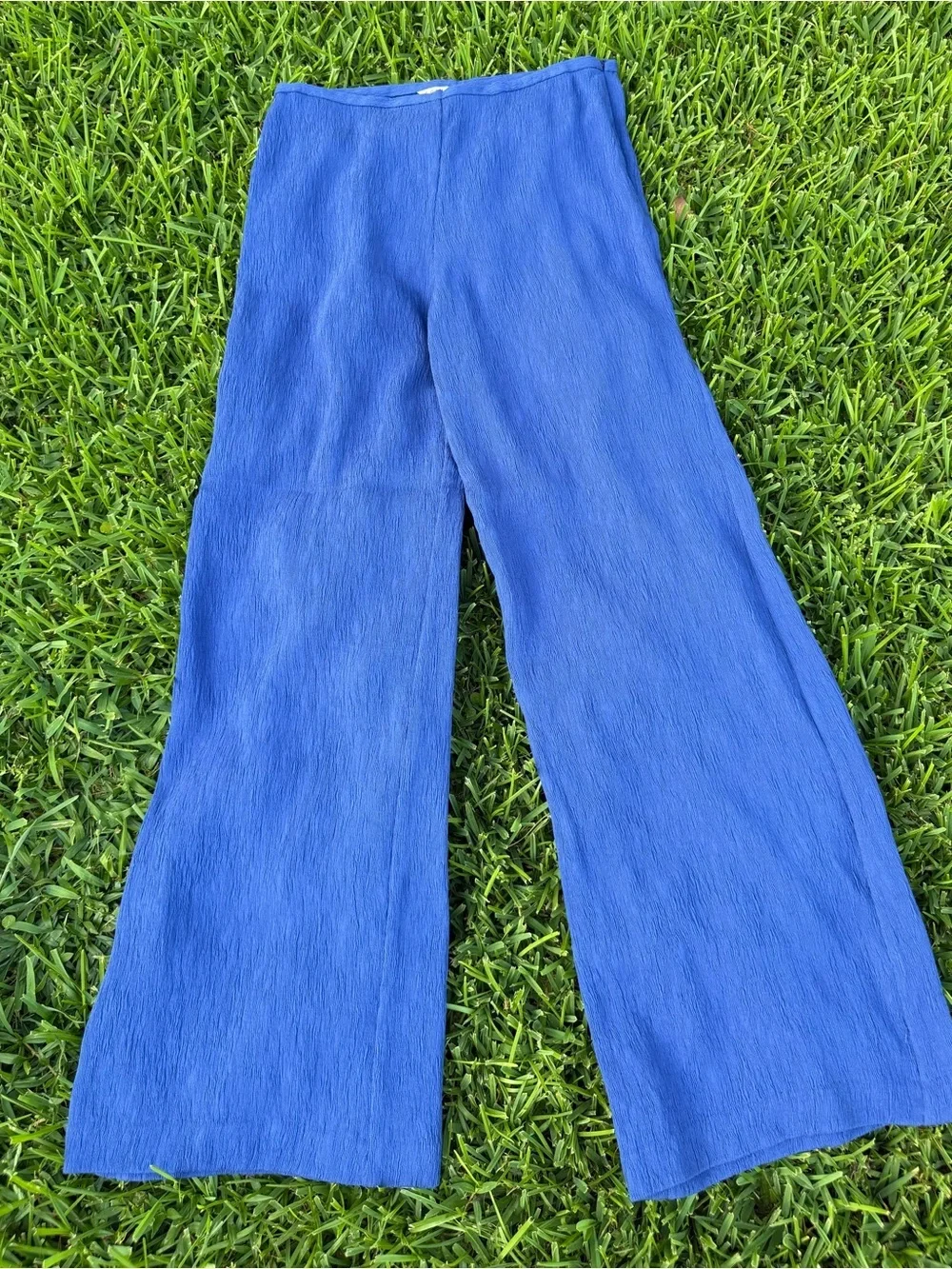 Trina Turk Long Weekend Plissé Pull-On Pants Admiral Blue NWT 6 $268